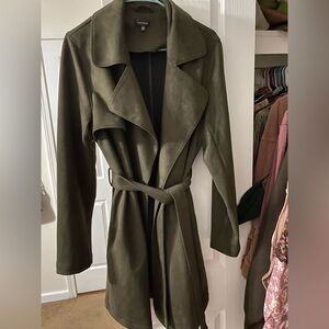 Buckle Dark Olive Trench Coat